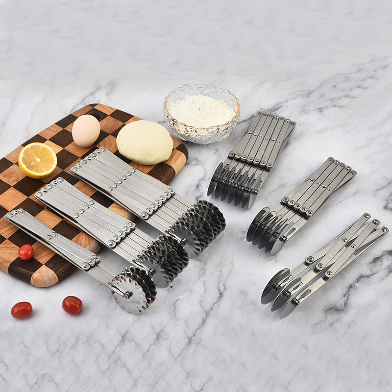 Stainless Steel Multi-Wheel Pizza Cutter & Pastry Slicer Expandable Roller