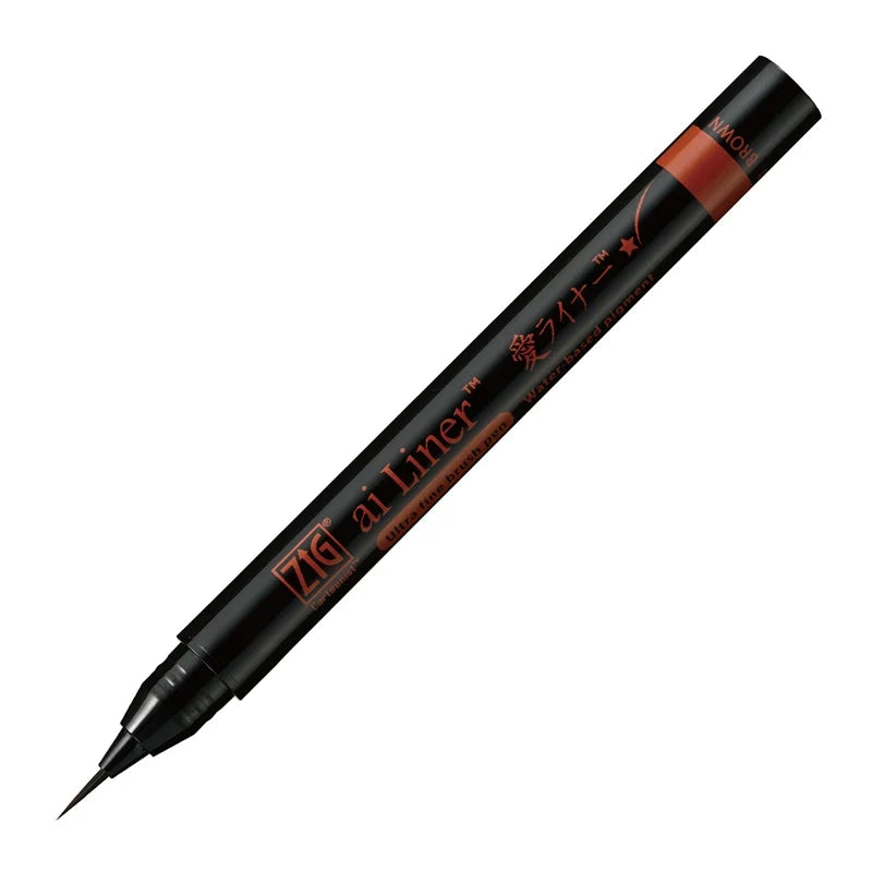 Kuretake ZIG ai Liner Ultra Fine Brush Pen – Black / Grey / Brown / Dark Brown | Inking, Illustration & Sketching | Japan Kuretake ZIG Brown