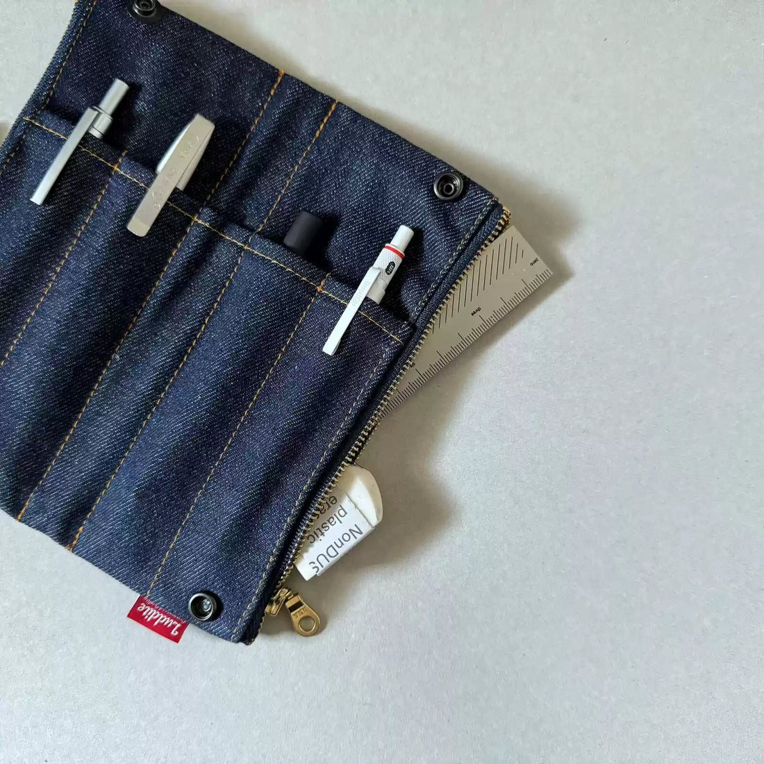 LUDDITE Bendy Pen Case Okayama Denim Denim Patchwork