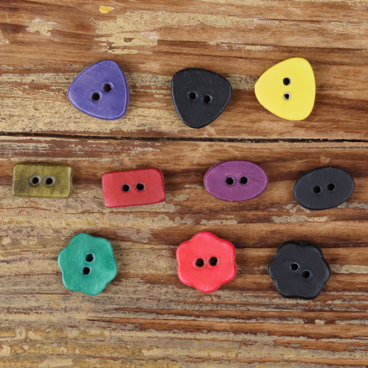 Novelty shaped shirt buttons set, assorted colors with two-hole designs