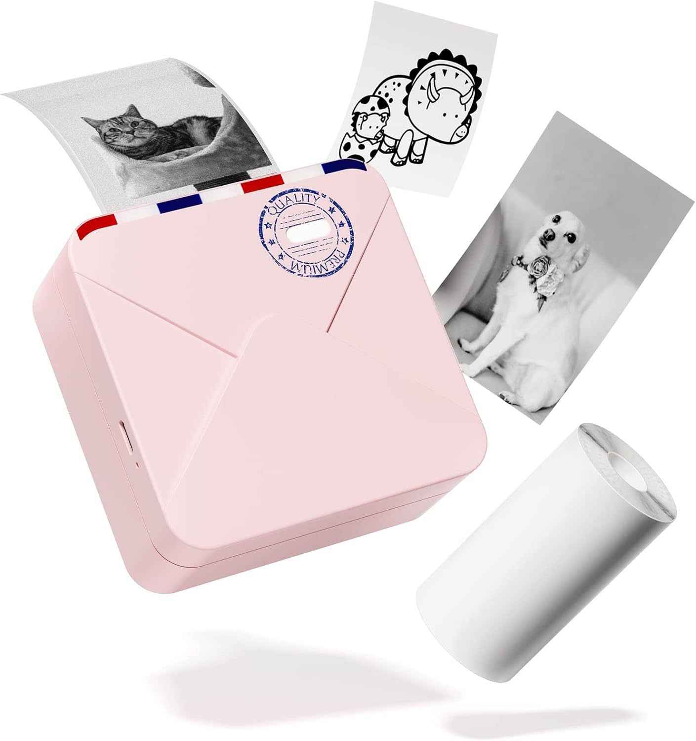 Phomemo M02S HD Bluetooth Thermal Photo Printer with 1 Roll Paper Pink