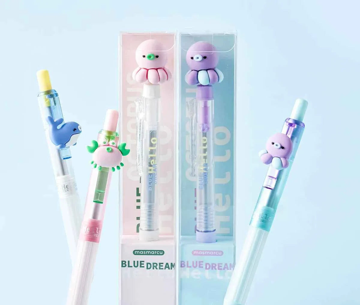 M&G Ocean Animals Click Gel Pens – 0.5mm Black Ink, 4-Piece