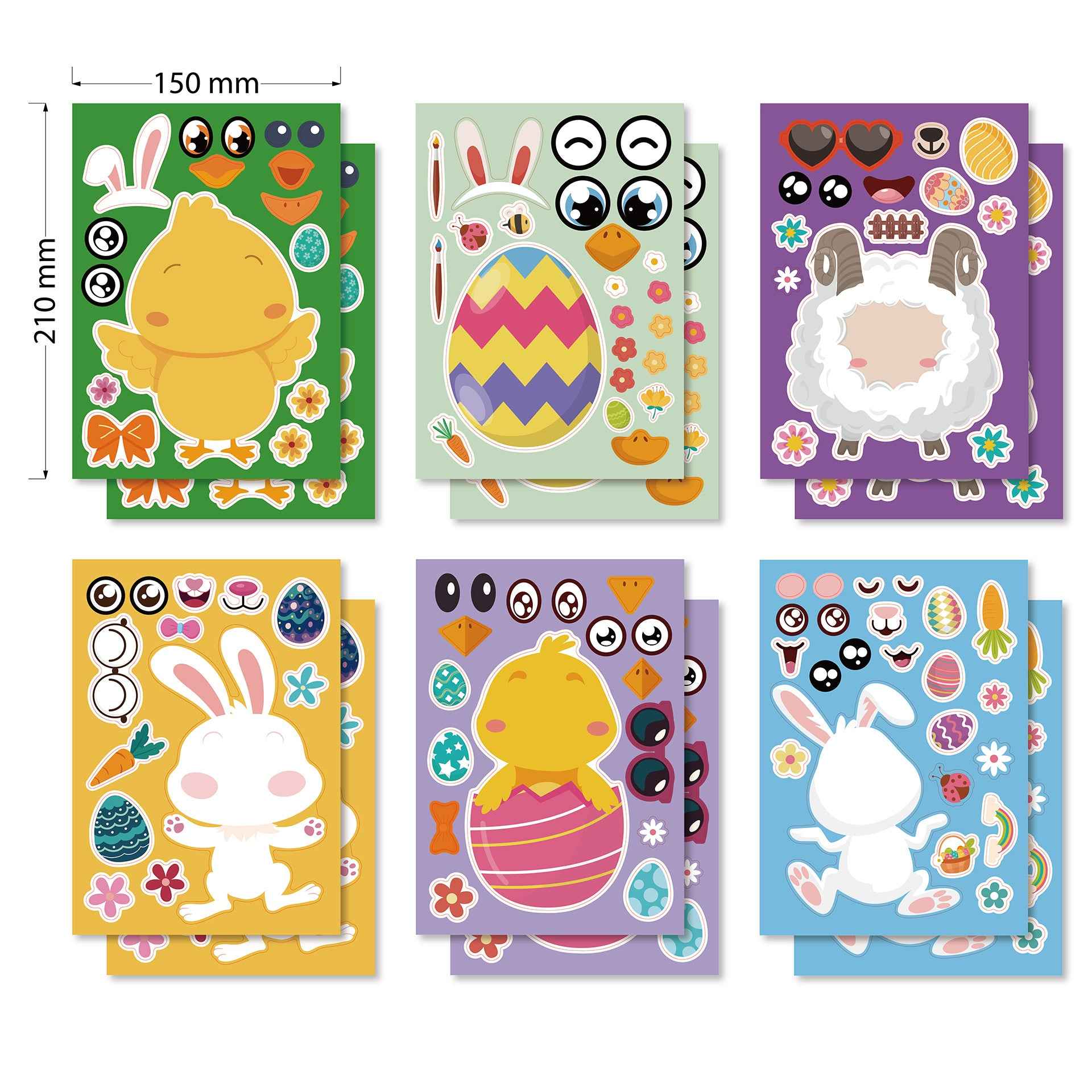 Make a Face Anime Easter Stickers for Kids 24 Sheets