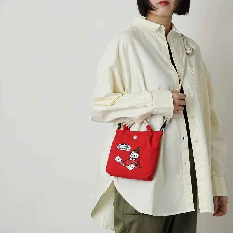 Moomin Japanese Cartoon Embroidered Handbag Red