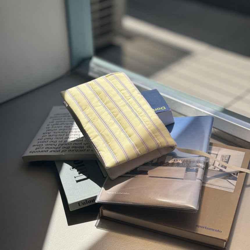 Striped Book Cover - A5 Fabric Journal Sleeve & Planner Case Yellow