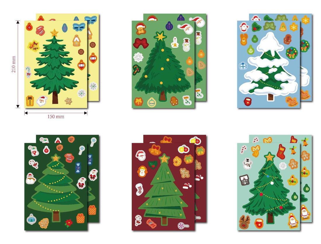 36 Sheets Make Your Own Christmas Tree Stickers for Kids Cards Crafts