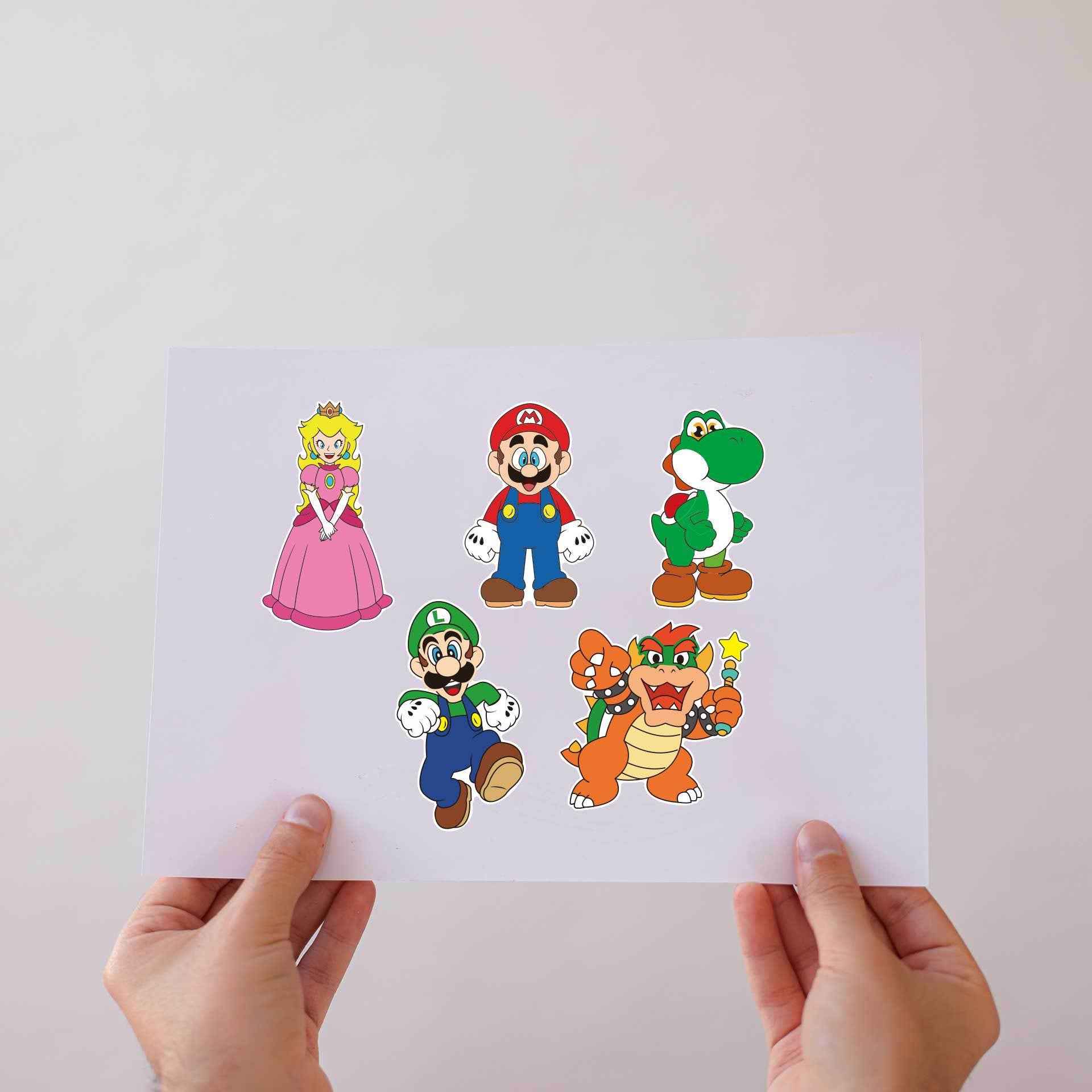 24 Sheets Super Mario Bros Make a Face DIY Stickers for Kids