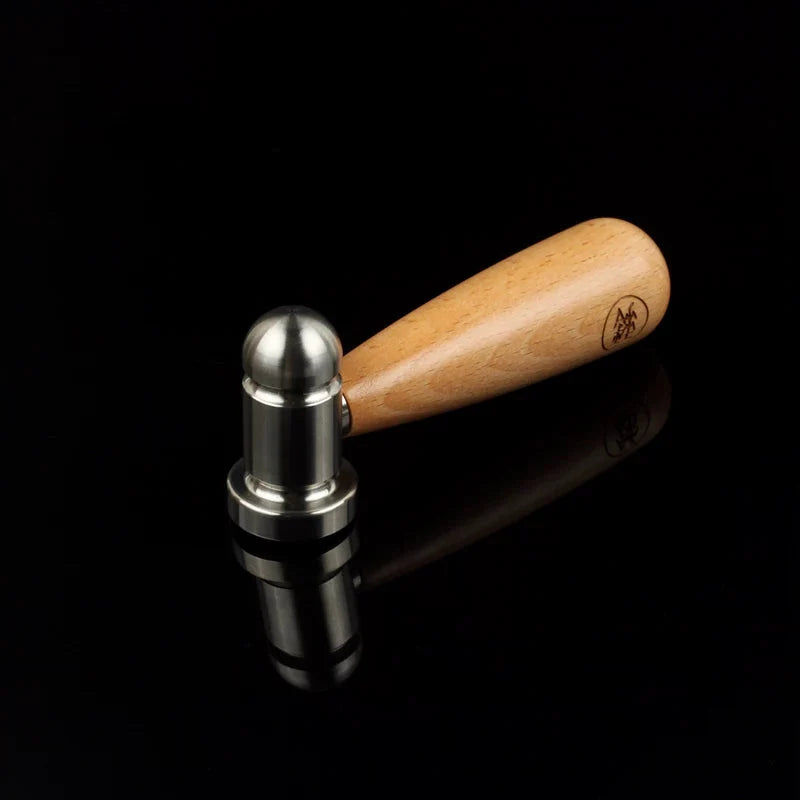 Japanese Round-Head Mallet – Luban Kintsugi Ceramic Repair Hammer | Black Walnut + Copper Head / Beech + Steel Head | 118 × 52mm | 185g Beech handle + Steel head