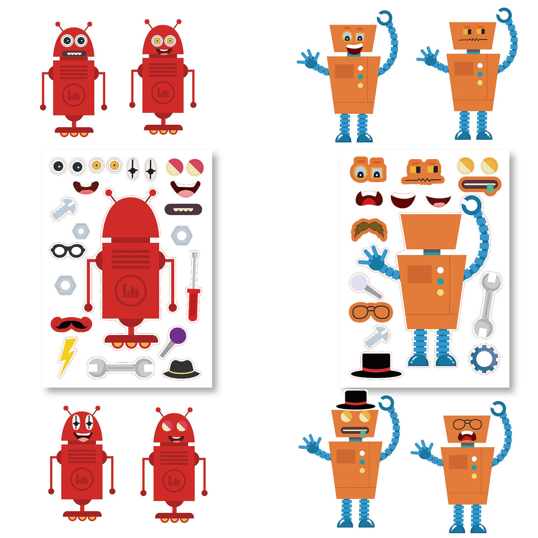 Make a Face Robot Stickers for Kids 24 Sheets