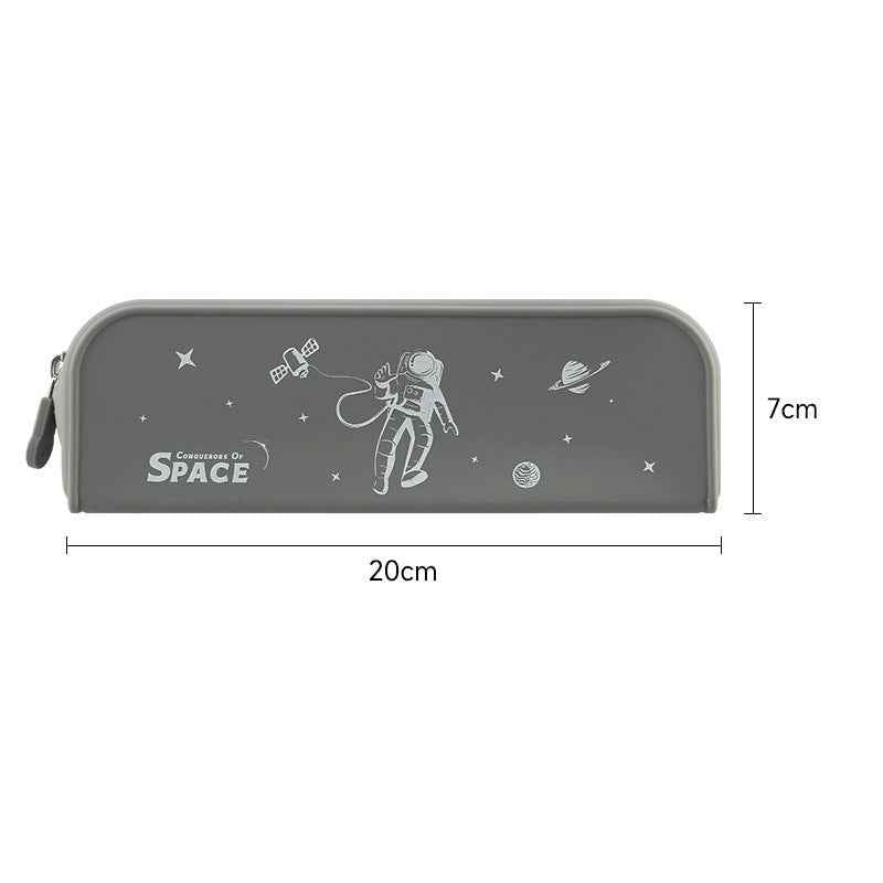 Space Theme Eco-Friendly Silicone Pencil Case Pen Pouch Brown