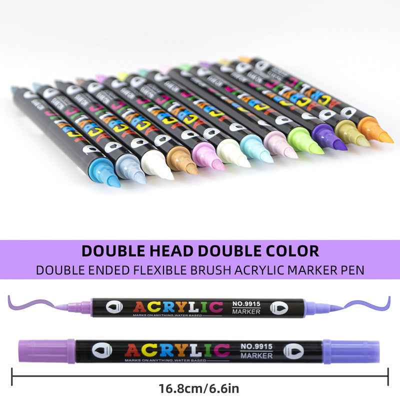 12/24/36 Colors Acrylic Paint Pens,Dual Brush Tip & Two Colors