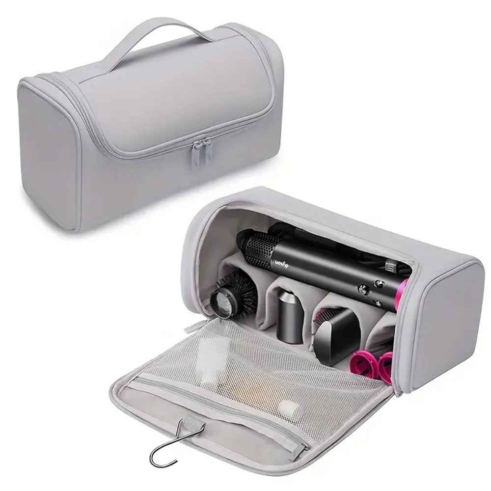 Multi-Function Hair Dryer & Curling Iron Storage Bag with Hanging Hook Grey