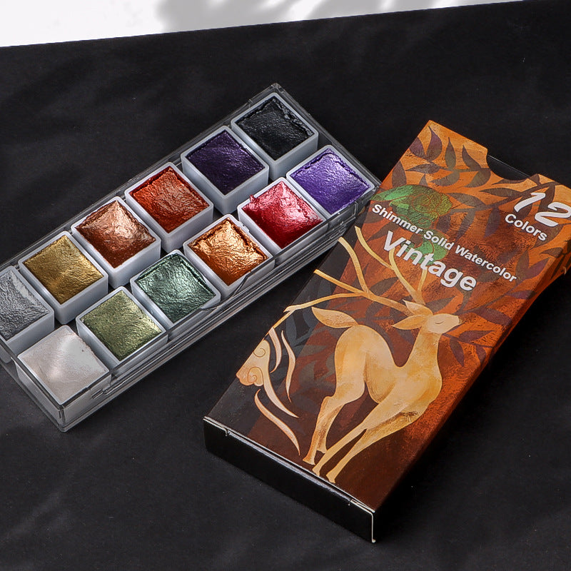 12 Vintage Candy Color Solid Watercolor Paint Set Vintage