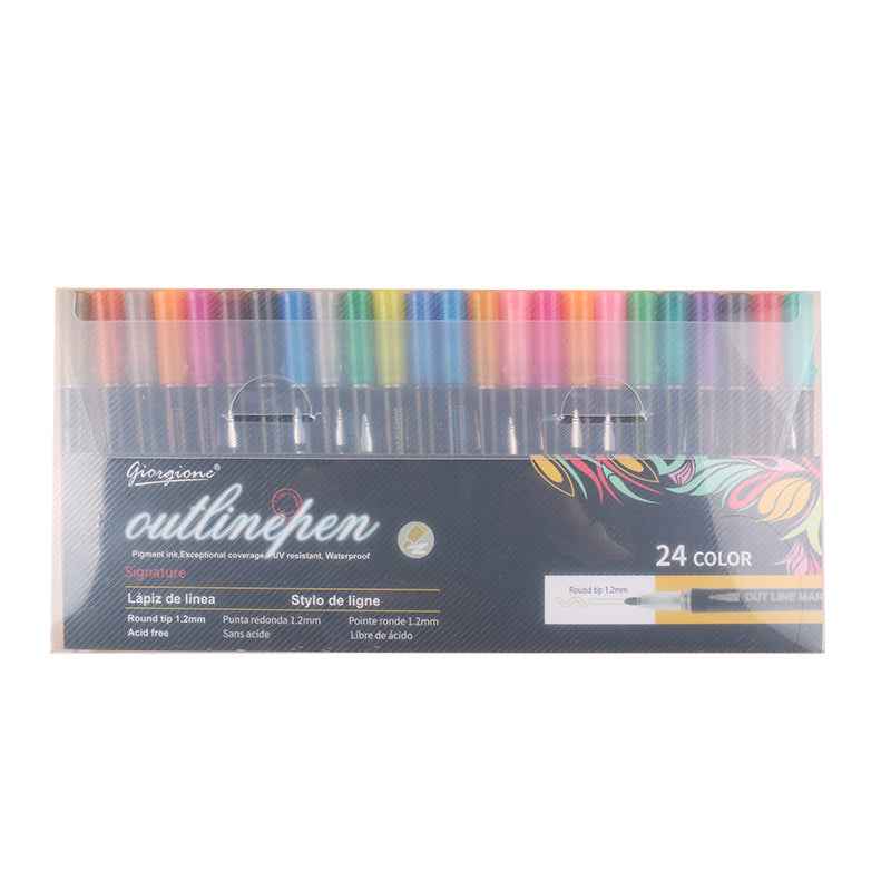 GIORGIONE Double Line Outline Marker Pens,8/12/24 Colors 24 Color