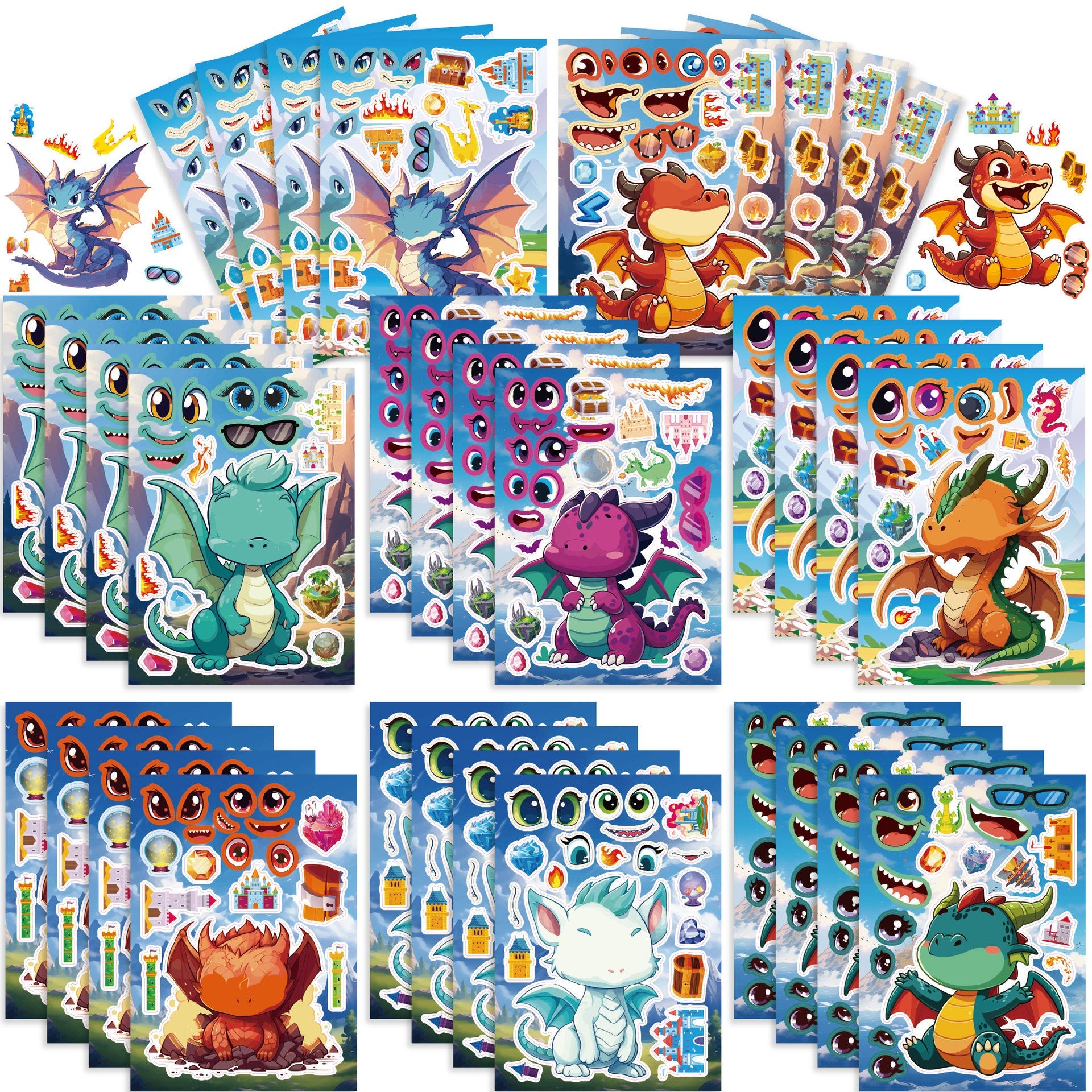 Make a Face Cartoon Charizard DIY Stickers for Kids 24 Sheets