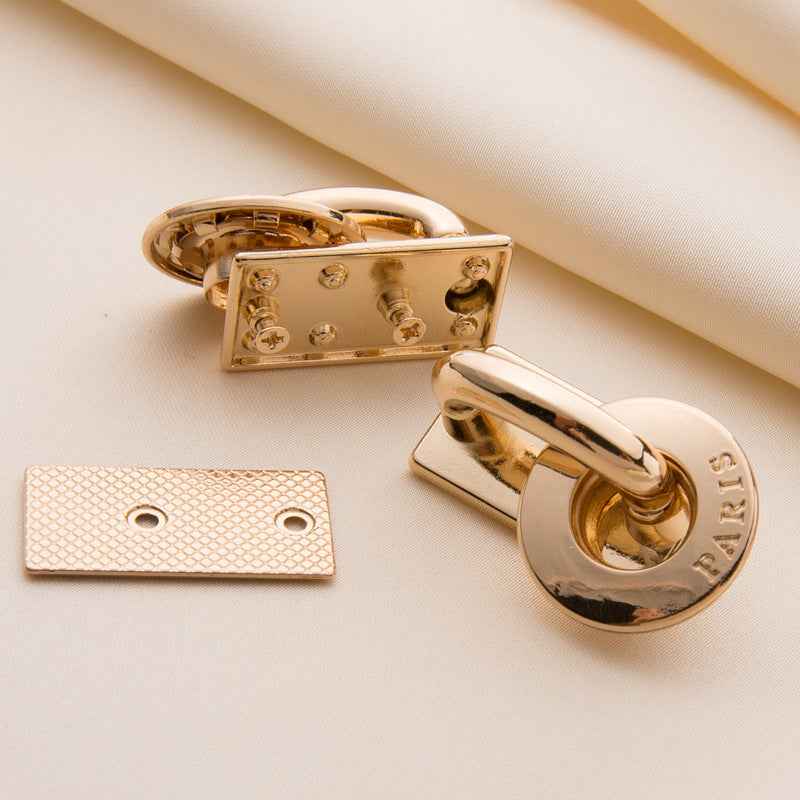 Gold 30mm luggage buckle clasp with base plate and mounting screws