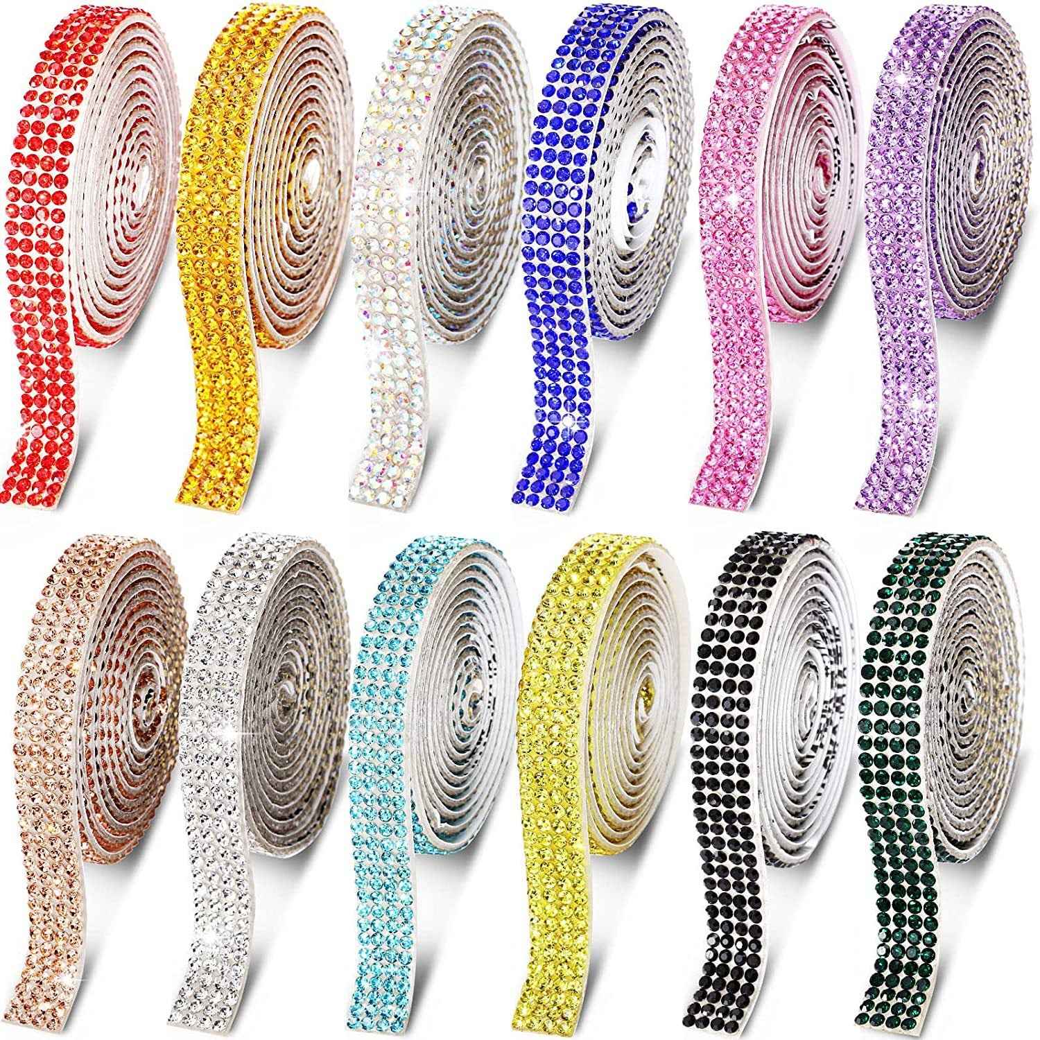 Self Adhesive Rhinestone Strips Crystal Ribbon Sticker Wrap for DIY Car Phone