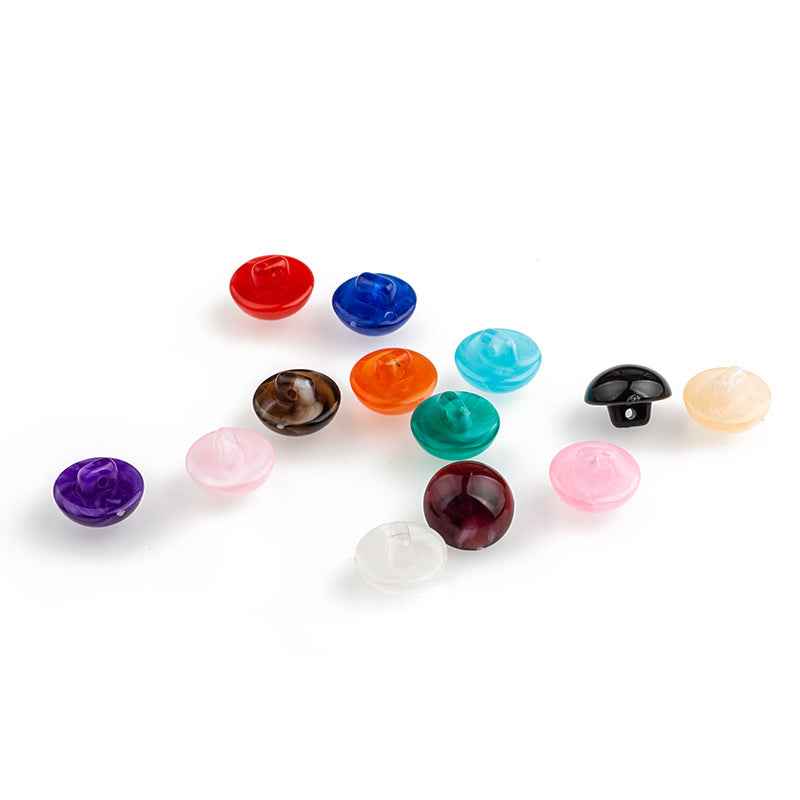 Colorful mushroom buttons with shank, mixed colors in a group of acrylic caps