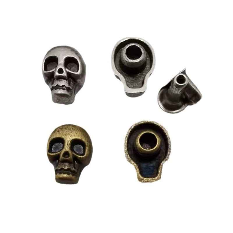 Gothic skull rivet studs, silver and antique gold, metal punk hardware (30 pack)