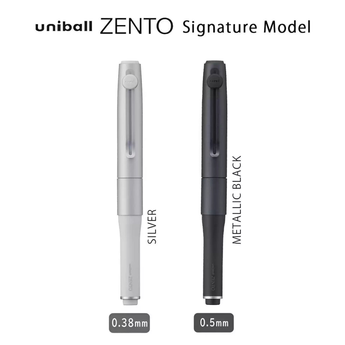Uni-ball ZENTO Signature Semi-Metal Gel Pen | Black Ink | 0.38 / 0.5 / 0.7mm