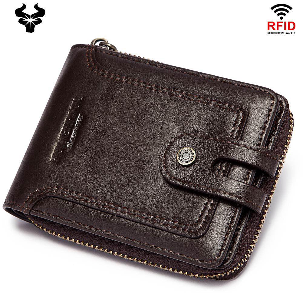 Men's Vintage RFID Genuine Leather Wallet – Short Black