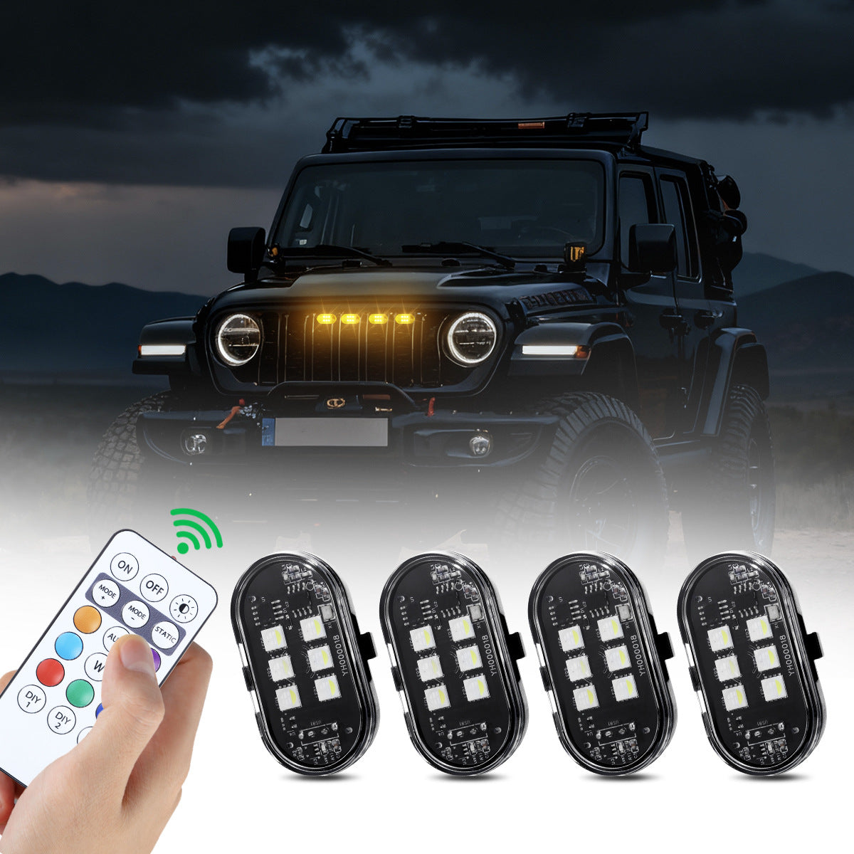 6LEDs Wireless LED Strobe Lights for Car with Remote Control