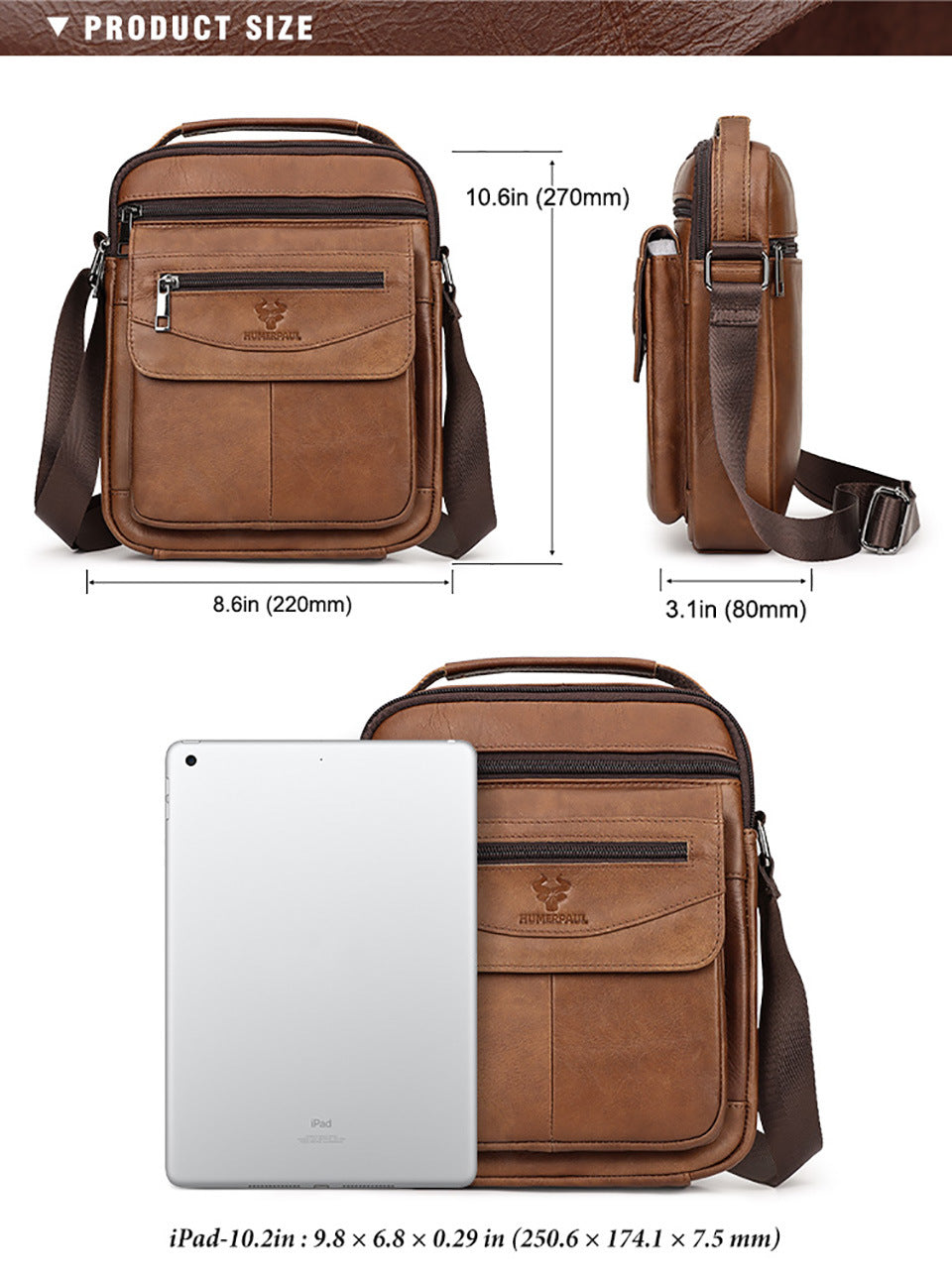 Genuine Leather Men's Crossbody Shoulder Bag