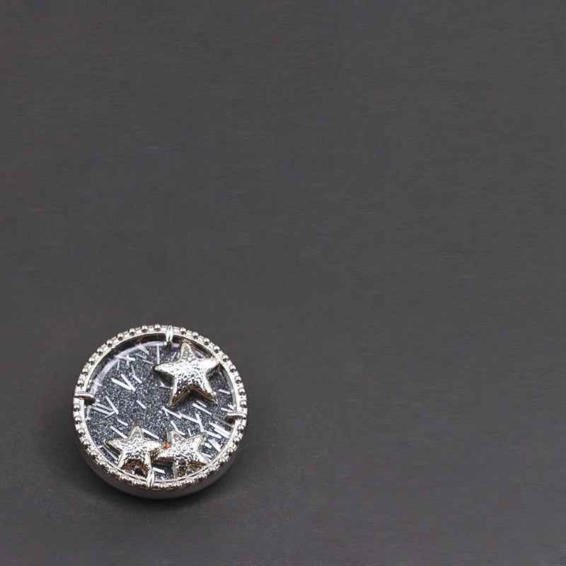 Sternknopf 18/23 mm, silberfarbener Rand mit Sternen und Sternbild