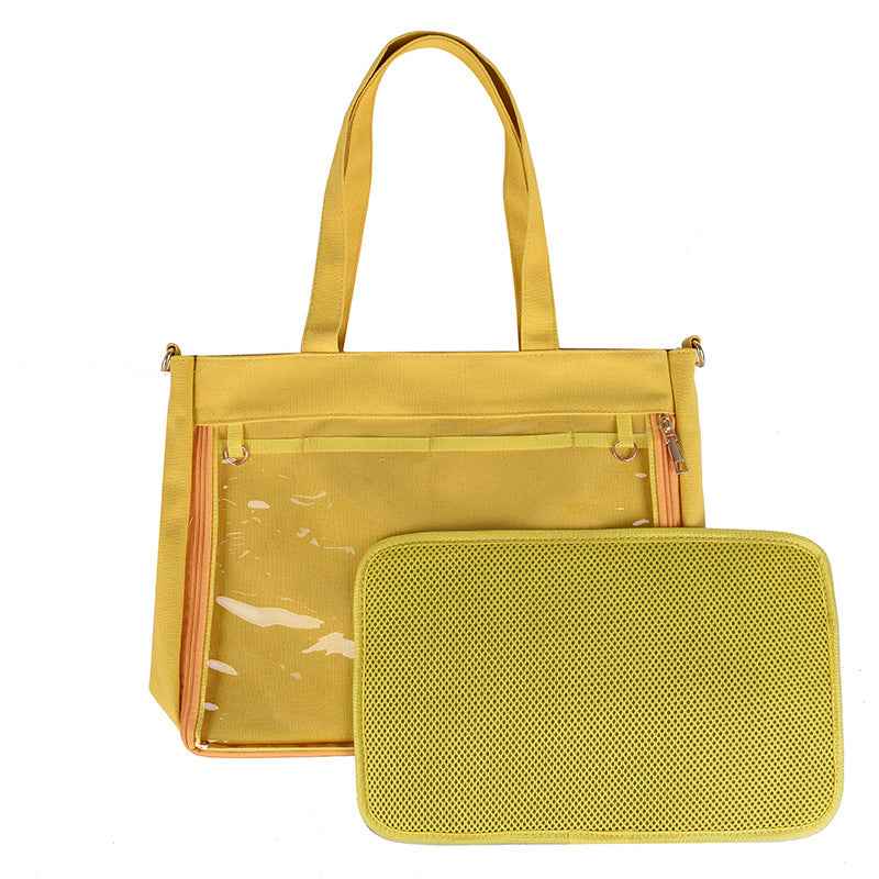 Canvas Ita Bag PVC Window Tote Yellow