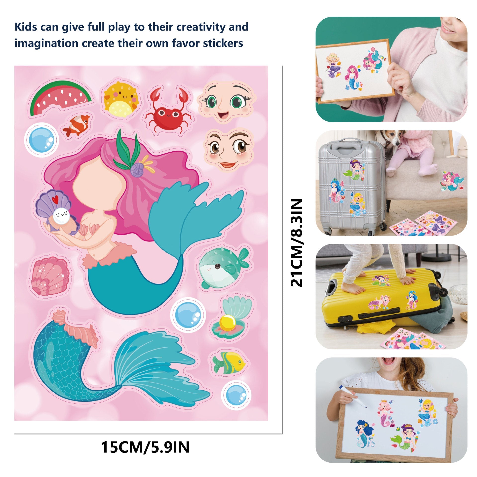 Make a Face The Mermaid Stickers for Kids 24 Sheets