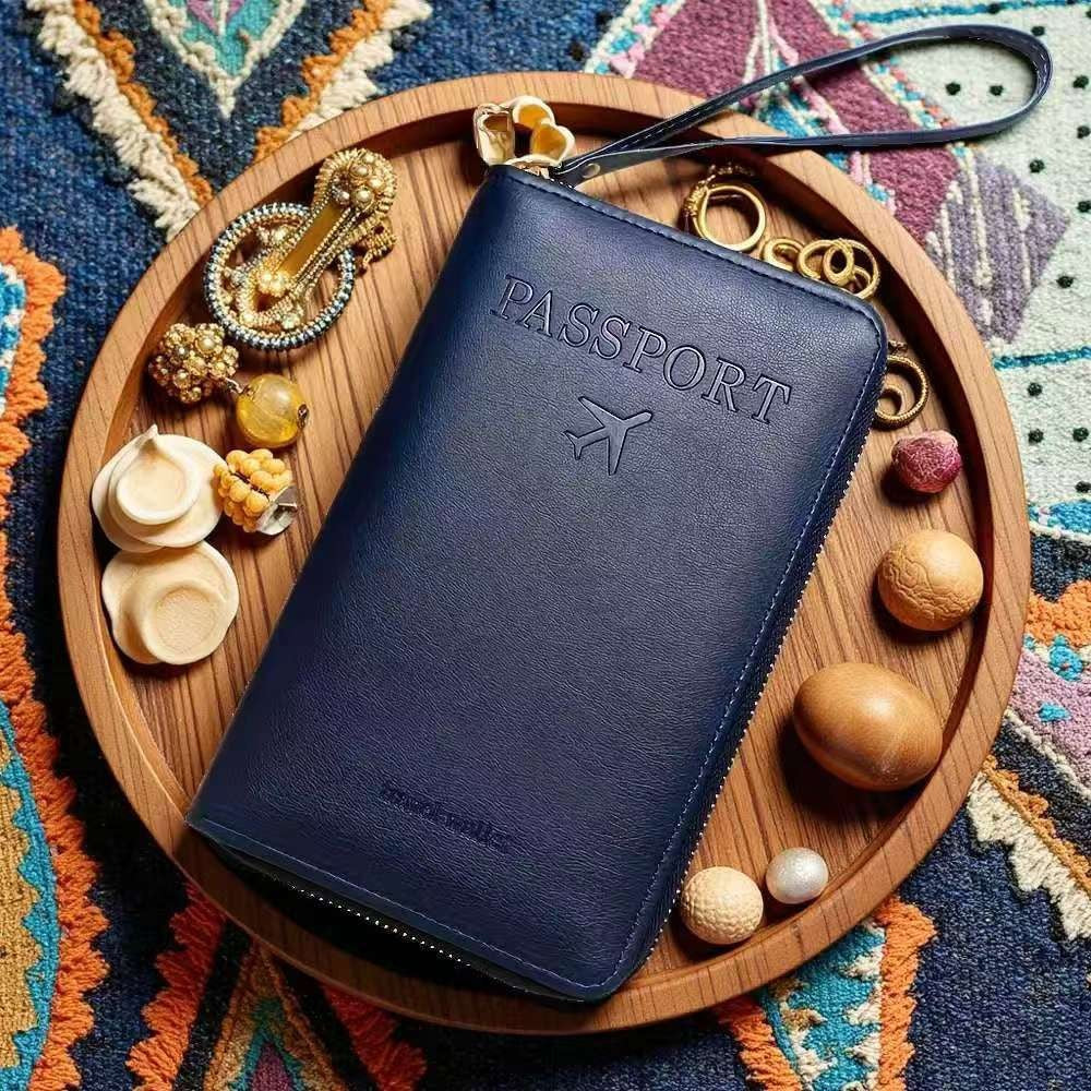 RFID Passport Holder Travel Wallet Dark Blue