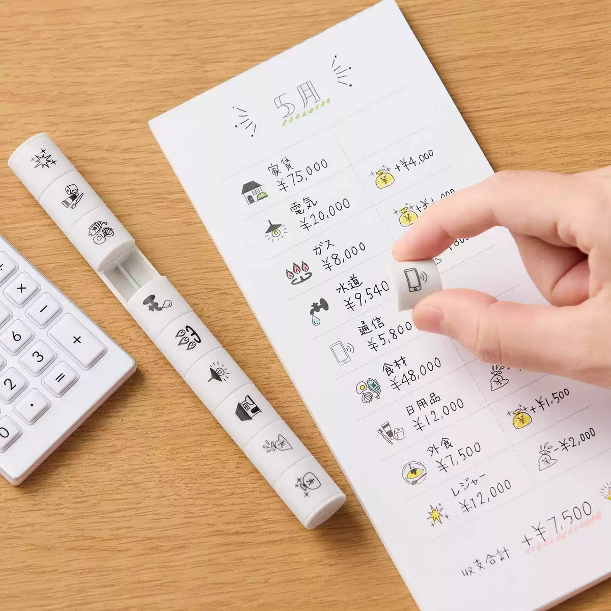 Shachihata Allemore Nototo 10-in-1 Mini Planner Stamp Set