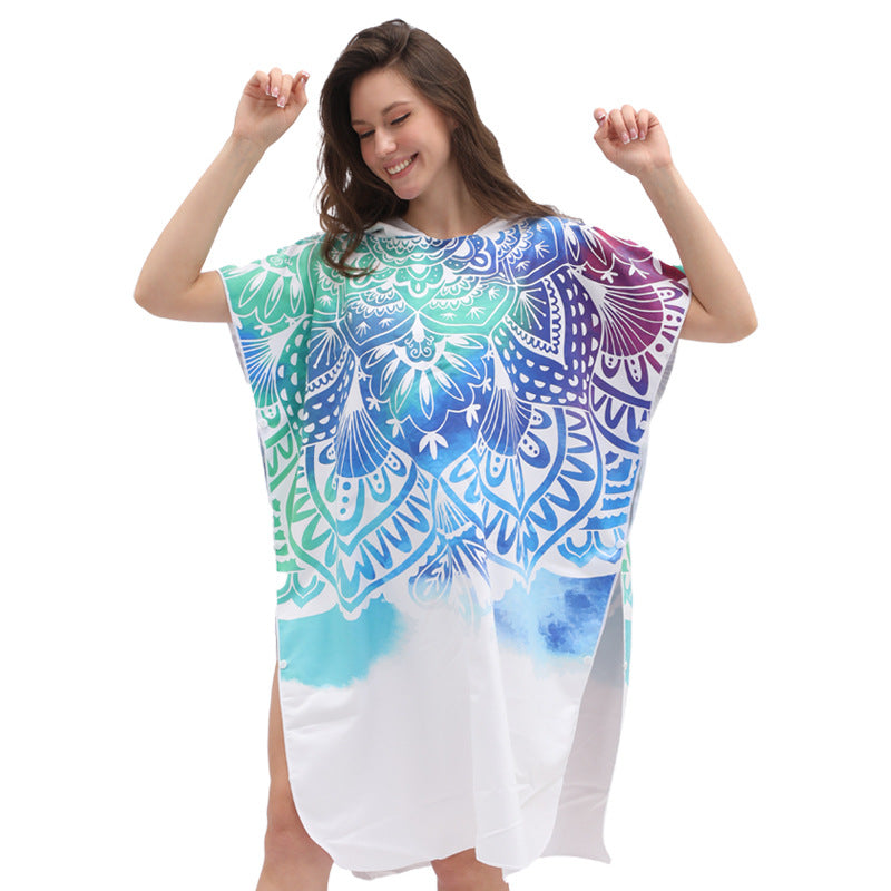 Women's Quick-Dry Wearable Beach Towel Poncho – 80 x 135cm