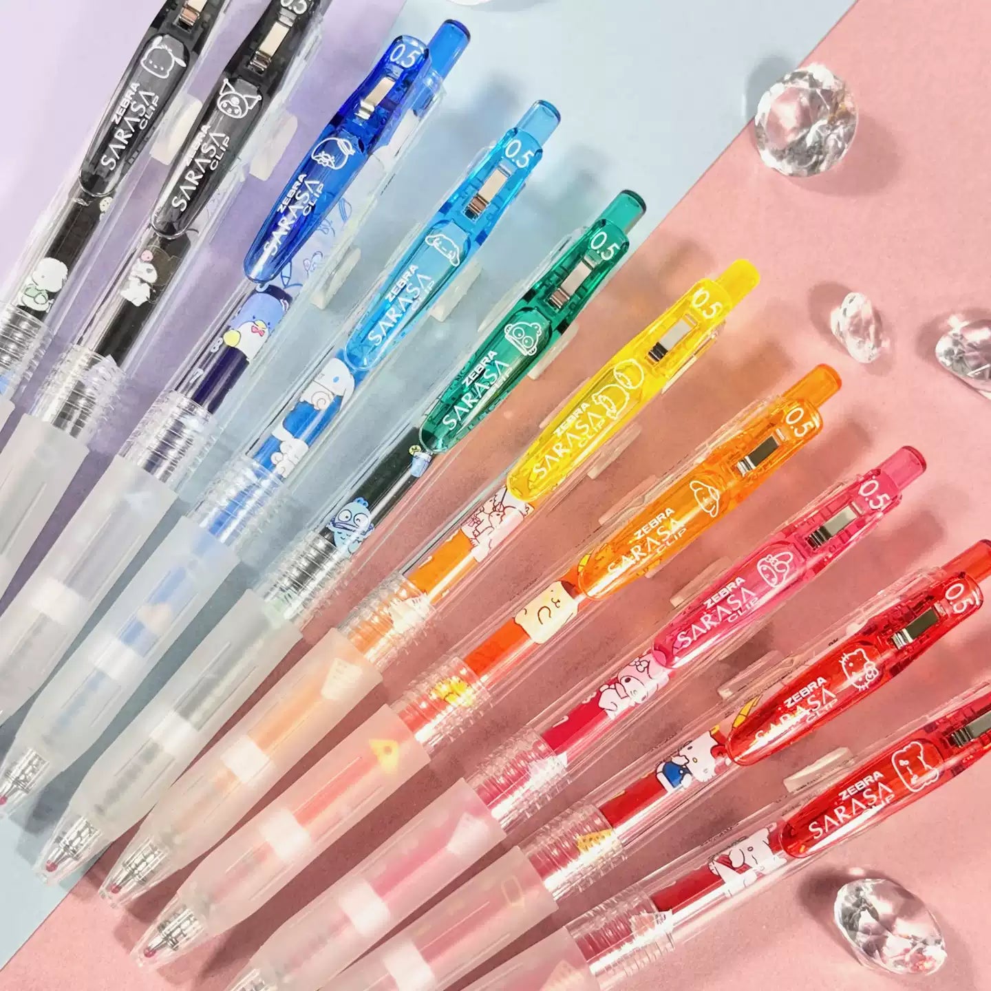 Zebra Sarasa Clip x Sanrio Colored Gel Pen Set (JJ15) - 0.5mm