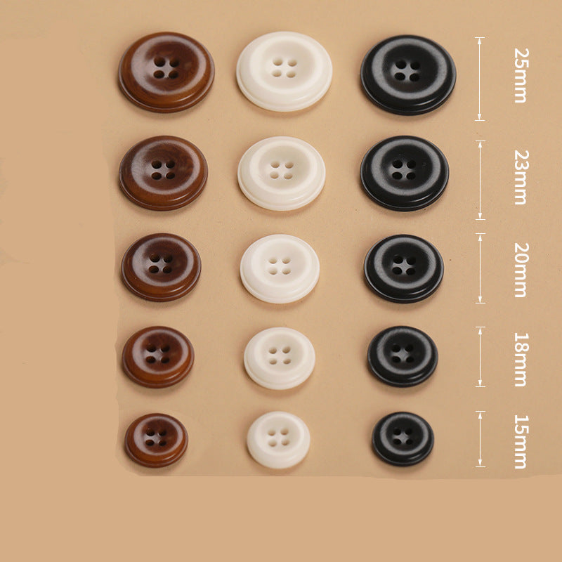 Round 4-hole natural fruit shell buttons, off-white, two-button view