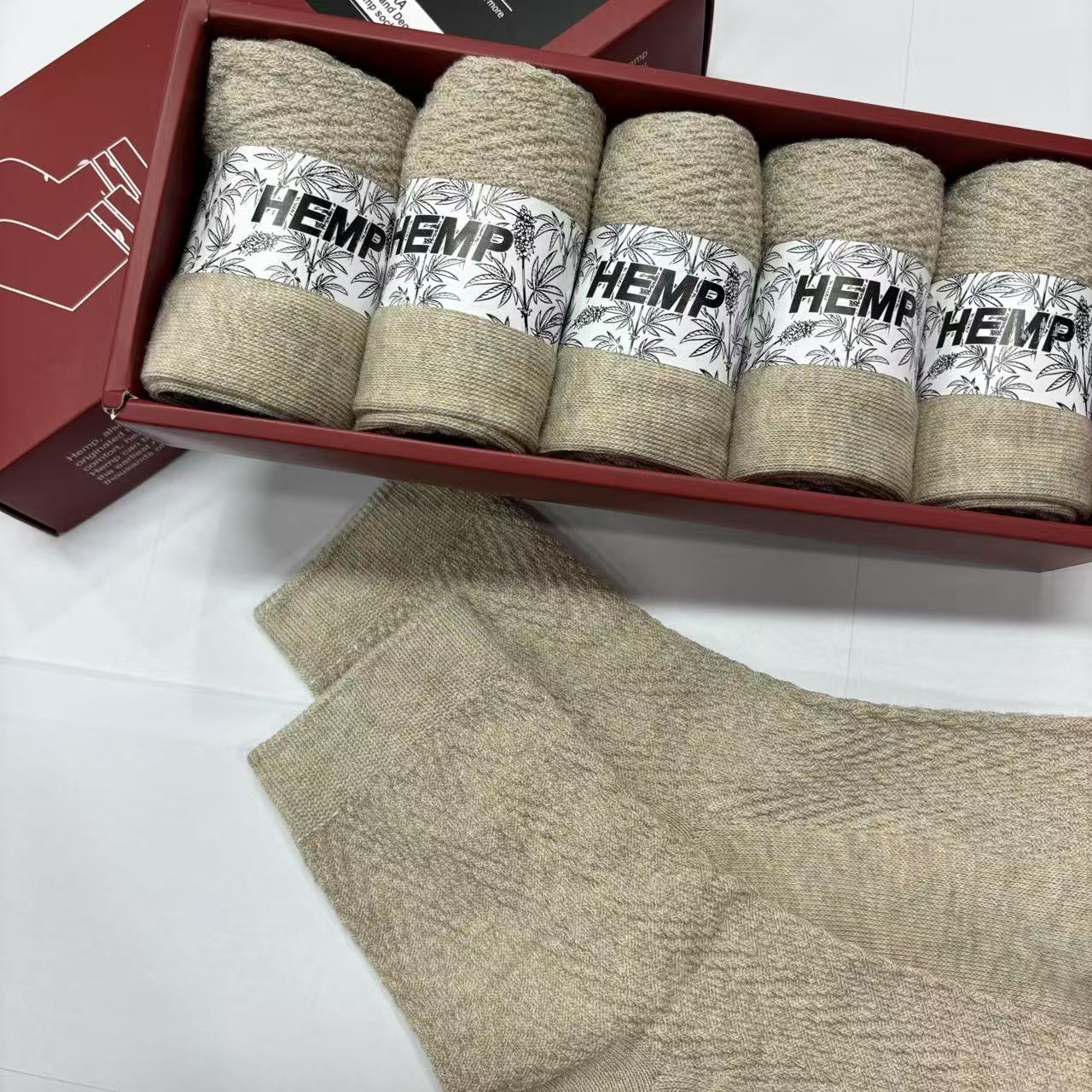 Hemp Crew Socks 5-Pair Set – Unisex Jacquard Knit