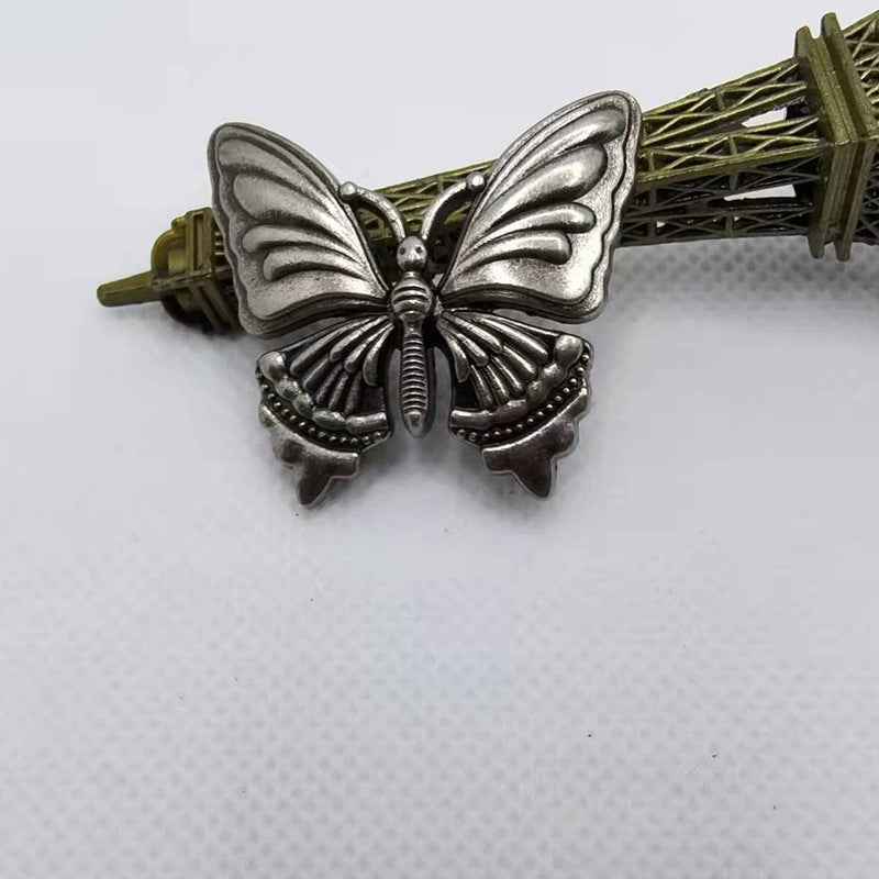 Antique silver butterfly rivet stud buttons, 4-piece set, size H29.5 W33mm