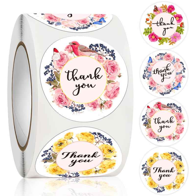 1000pcs Thank You Stickers,Round 1 Inch Floral Labels for Small Business