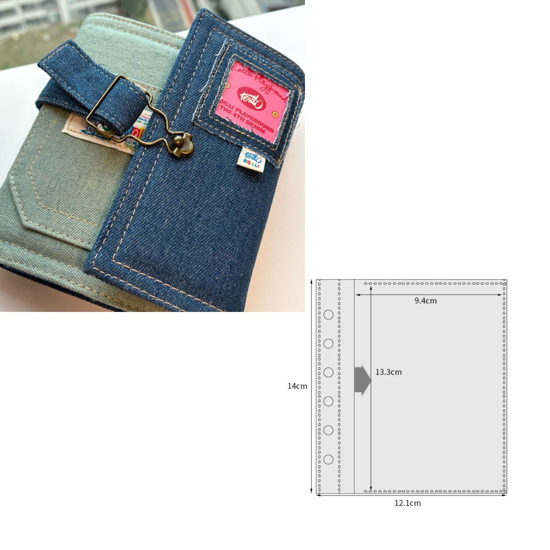 Vintage A7 Denim Card Binder – Loose-Leaf Photo Album for 3-Inch Cards Single Pocket
