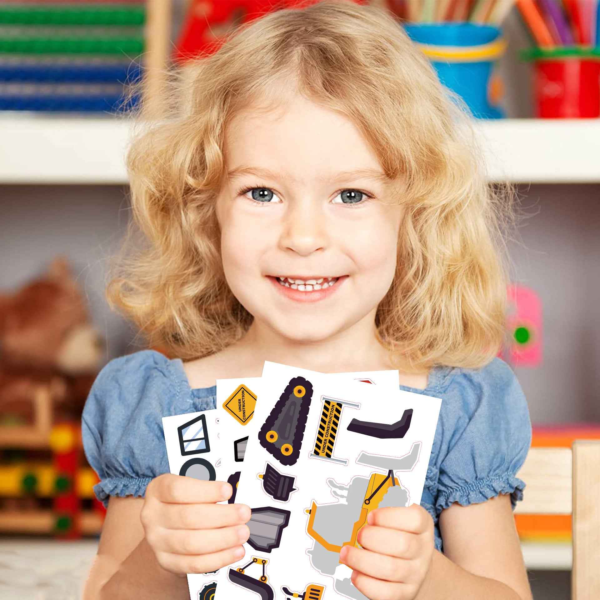 24 Sheets Engineering Vehicles Make Your Own Stickers for Kids