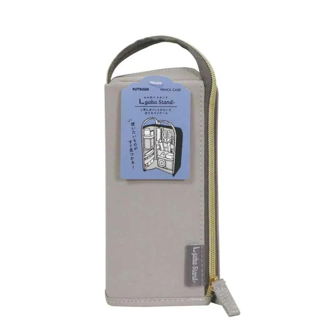 KUTSUWA Pen Case L gaba Stand Desktop Organizer Bag Light Coffee