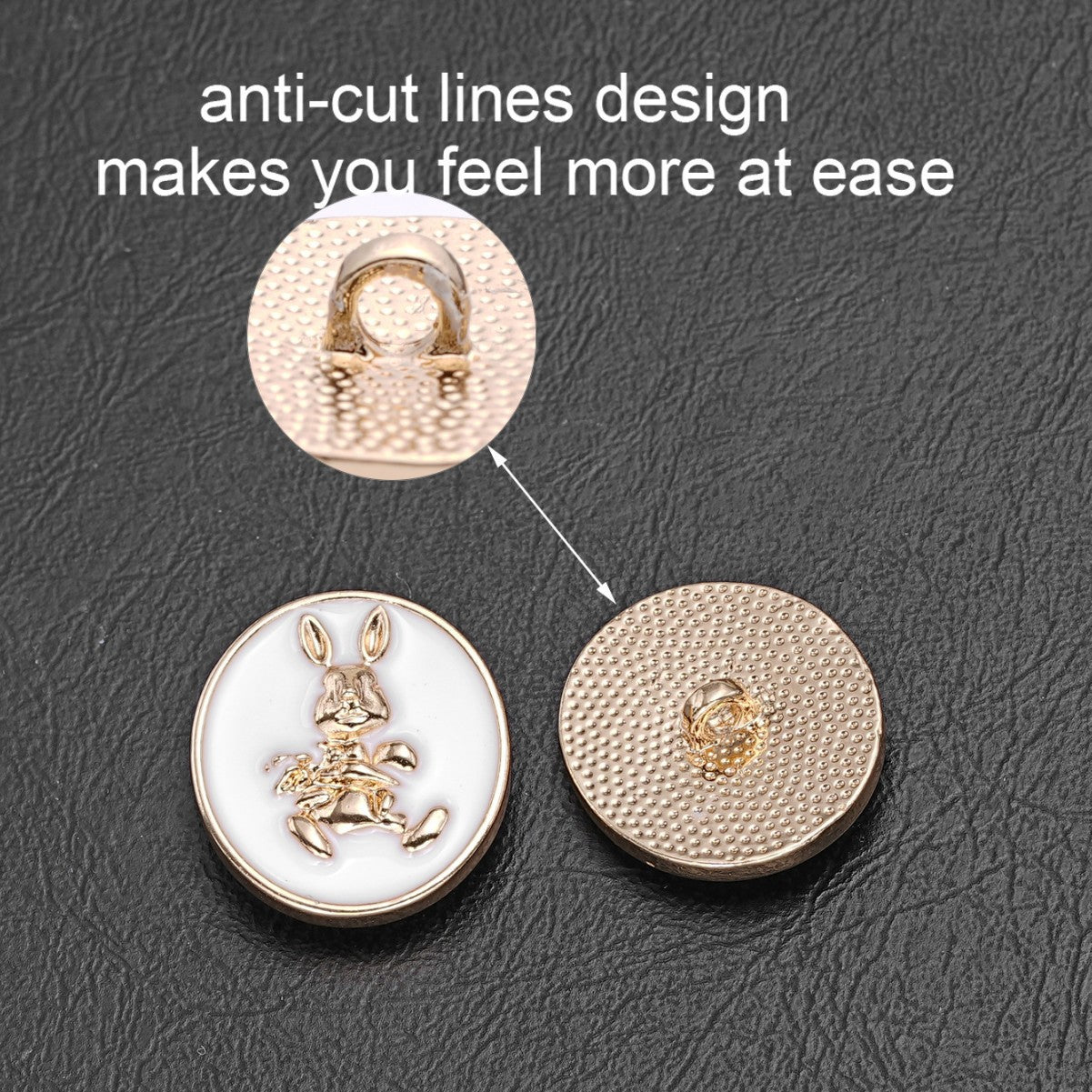 Rabbit oval shank button with textured reverse side, 22mm