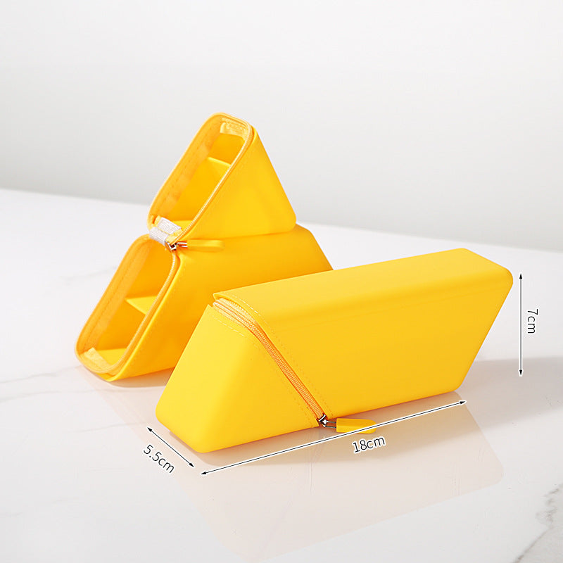 Silicone Pencil Case Pouch – Expandable Standing Organizer Yellow