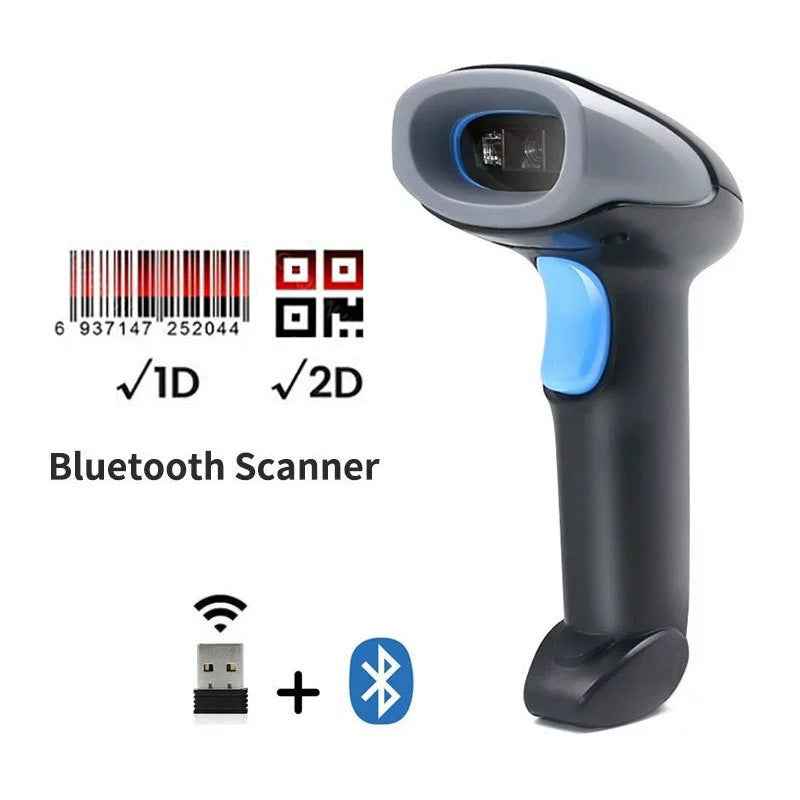 Wireless & USB Wired 1D 2D QR Handheld Barcode Scanner Bluetooth