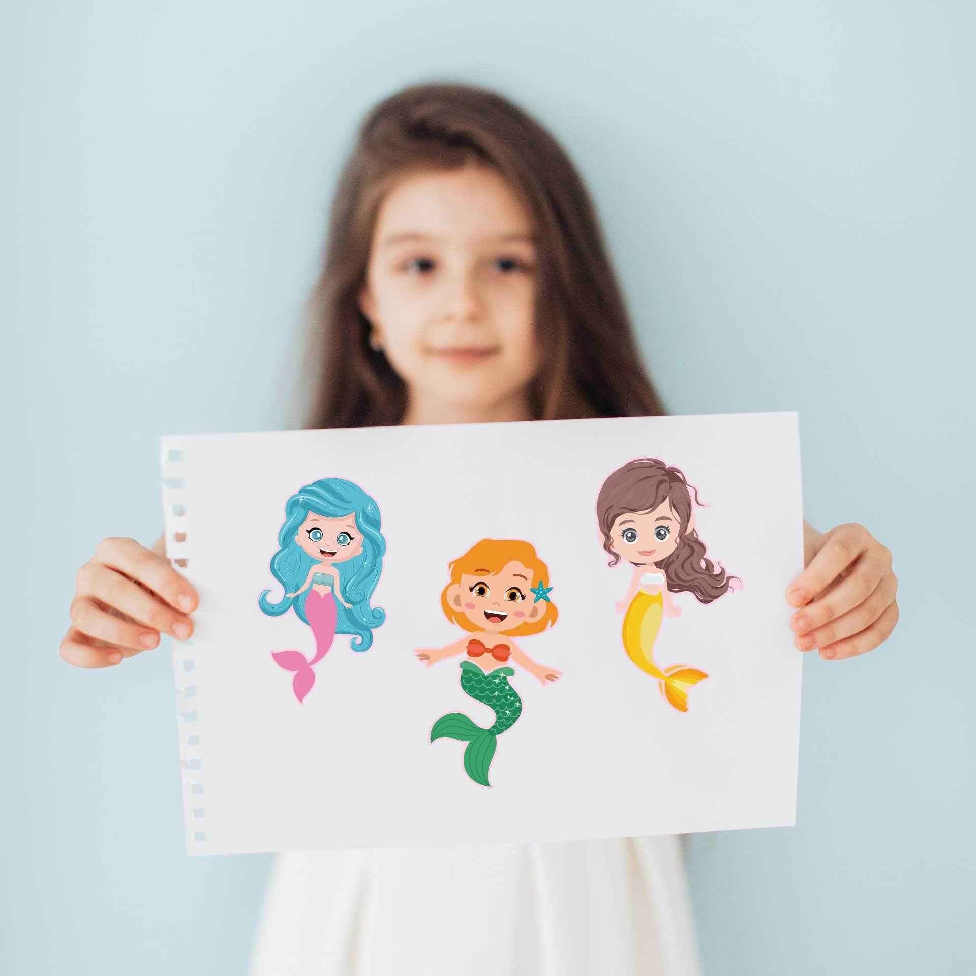 24 Sheets Mermaid Make a Face Sticker Sheets for Kids Girls