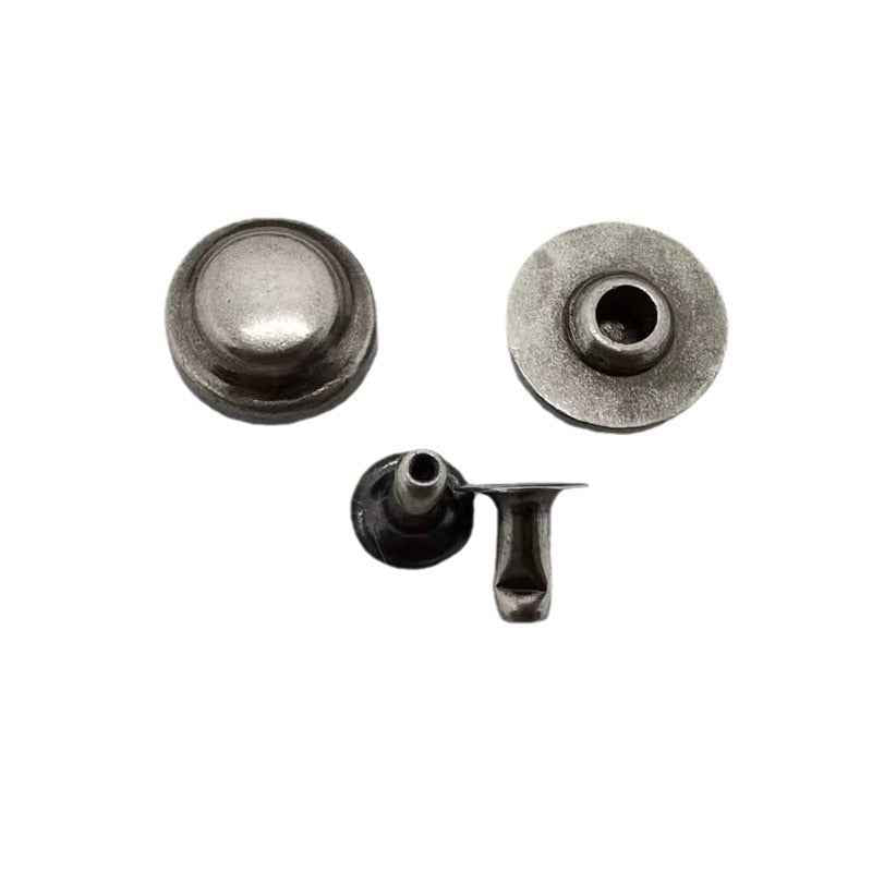 Antique silver mushroom rivets, round flat caps with smooth finish (10/12/14mm set)