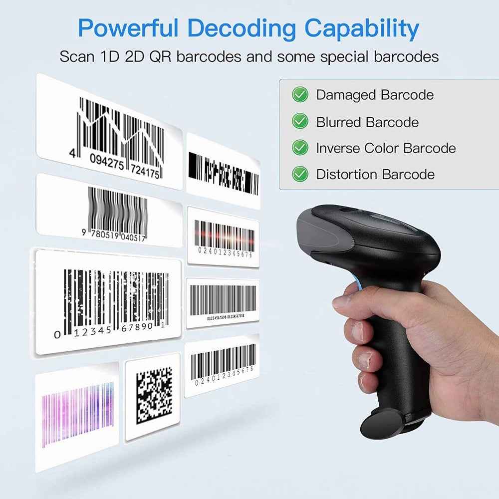Wireless & USB Wired 1D 2D QR Handheld Barcode Scanner