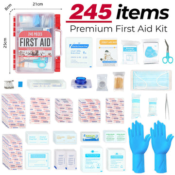 245-Piece First Aid Kit | Portable Home, Car & Wall-Mount Emergency Medical Box