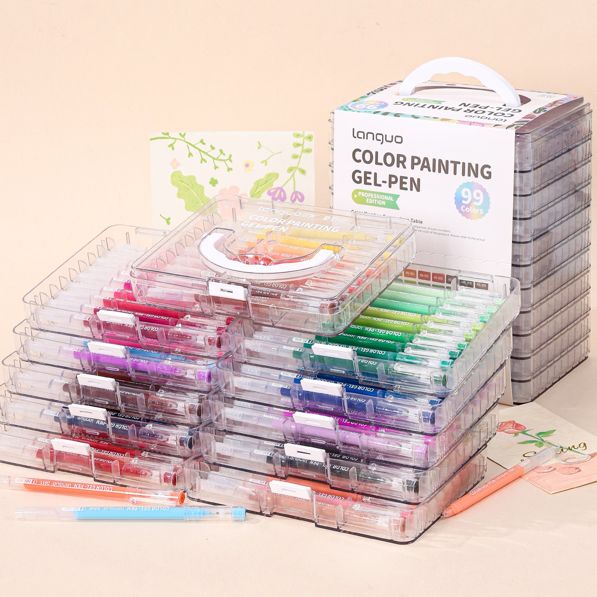 45/72/99-Color Gel Pen Set – 0.6mm Fine Tip Multilayer Case Journaling Pens 99 Colors
