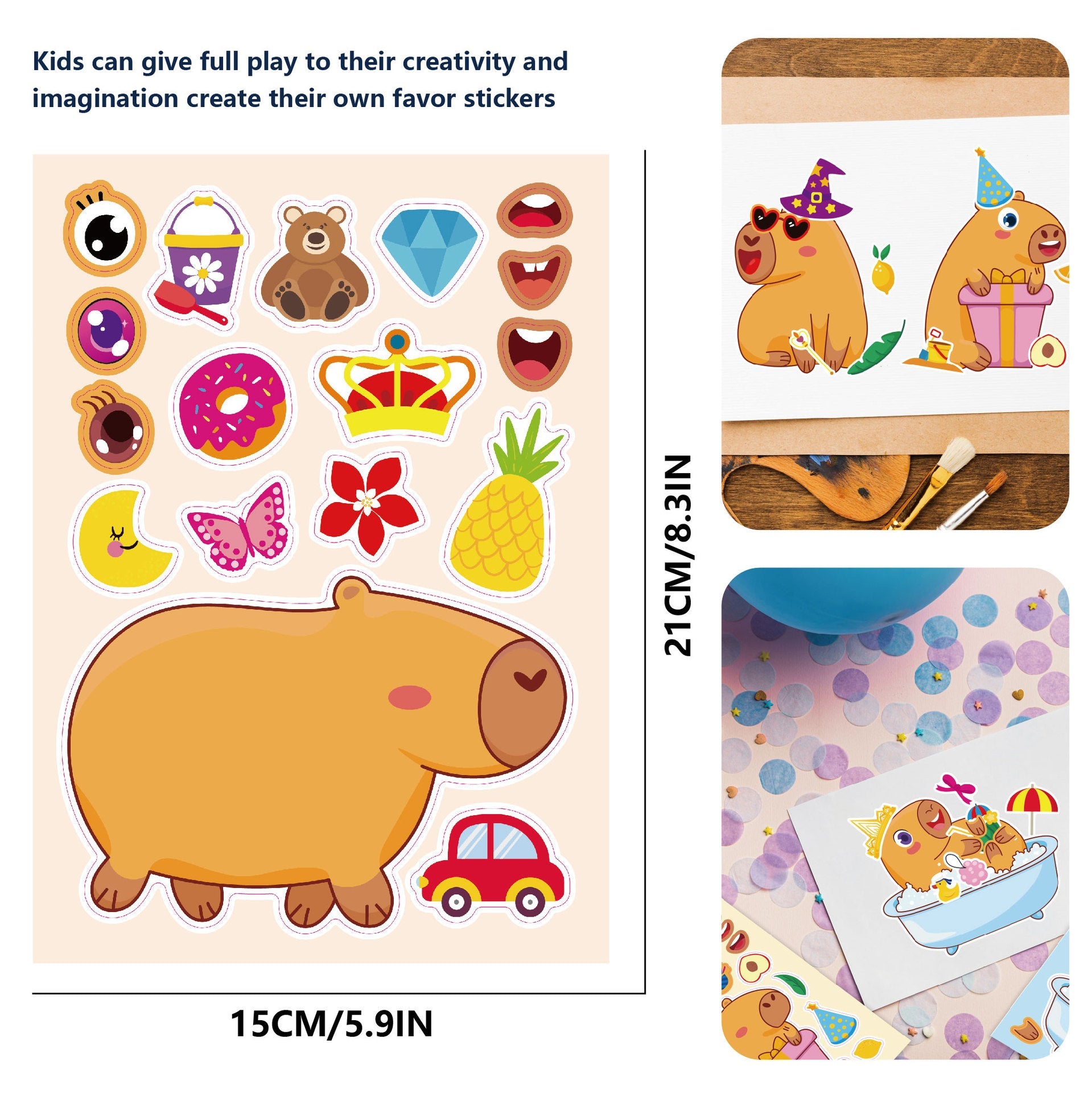 Make a Face Capybara Stickers for Kids 24 Sheets